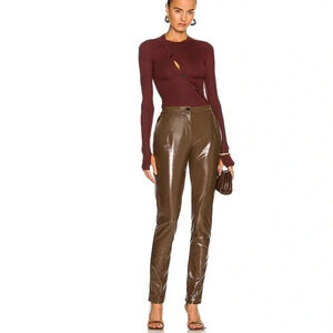 ALIX NYC Faux Patent Leather Loring Pant Acorn Size 6 NWT